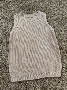 LOFT Oatmeal Cream color Speckled Knit Sleeveless Top size SP
